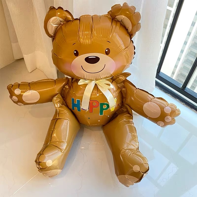 Bóng gấu nâu 3D size đại, bóng  trang trí sinh nhật