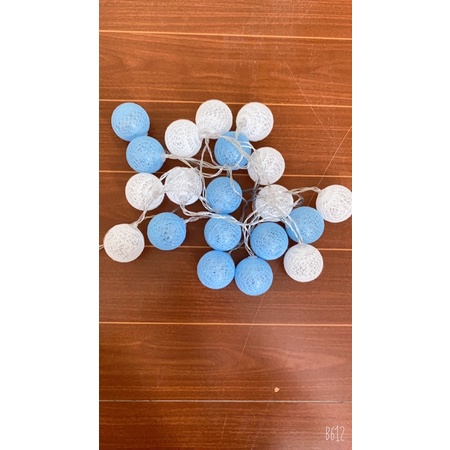 Đèn led trang trí hình cầu mây 3mét 20 bóng to Màu Xanh Mix Trắng MS77