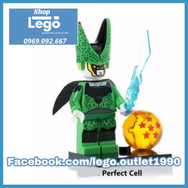 Xếp hình Xên bọ hung - Perfect Cell trong Songoku Dragon Ball Z tặng kèm Ngọc Rồng Lego Minifigures Kopf Kf374 Kf6030