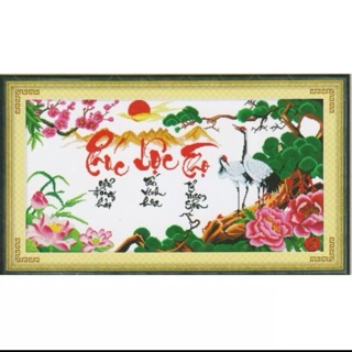 Tranh thêu chữ thập Phúc Lộc Thọ 99 x 55 cm
