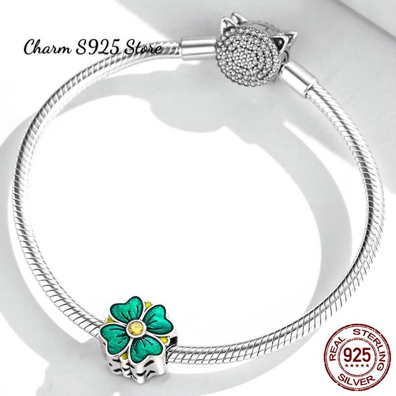 CHARM  CỎ 4 LÁ BẠC S925 HÀNG CAO CẤP CHÍNH HÃNG