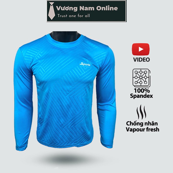 Áo thun nam tay dài, áo giữ nhiệt thể thao cổ tròn thun lạnh đẹp cao cấp dập vân VN21I