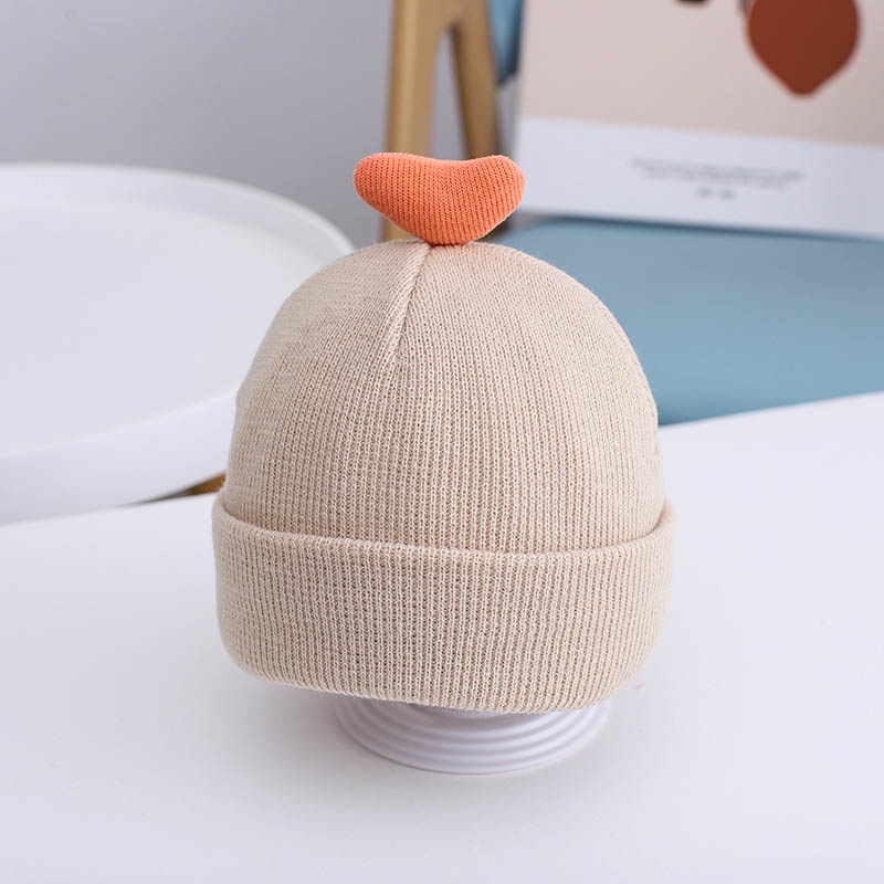 Mũ Beanie Dệt Kim Dày Dặn In Họa Tiết Trái Tim Hoạt Hình Thời Trang Thu Đông Cho Bé