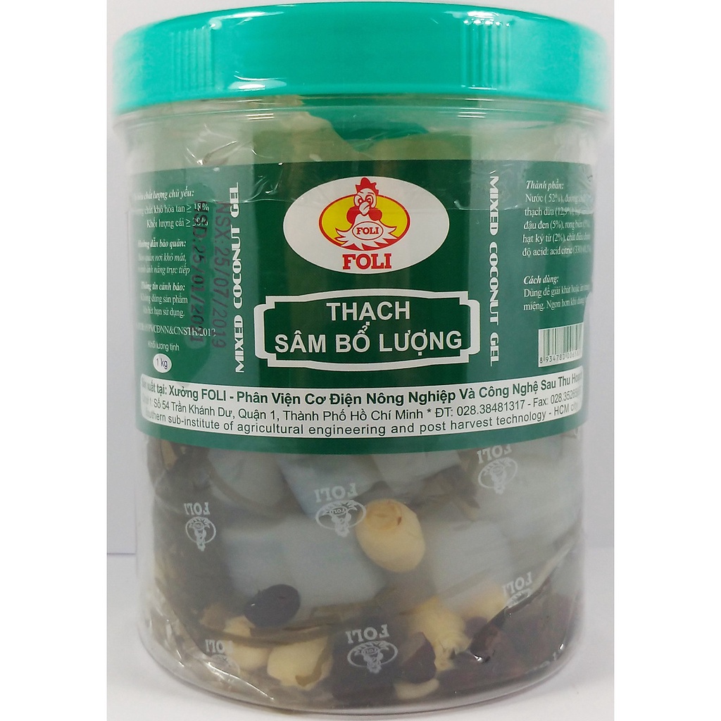 Thạch dừa sâm bổ lượng / nhãn/ vải Foli hũ 1kg