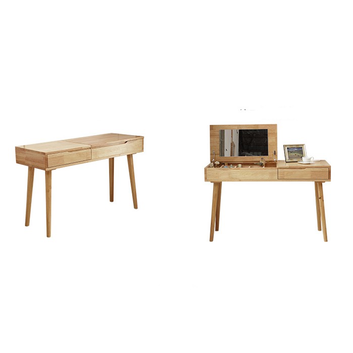 Bàn trang điểm gỗ 2 in 1 đa năng làm bàn phấn làm việc cho phòng ngủ, căn hộ khách sạn | BigBuy360 - bigbuy360.vn