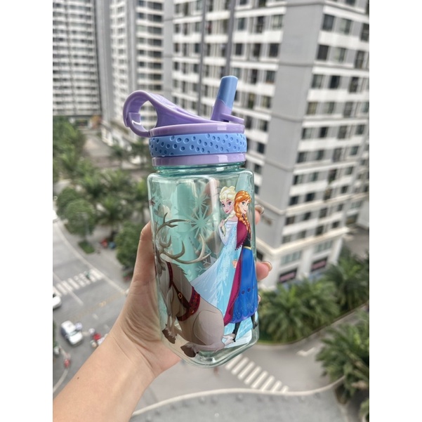 Bình nước có ống hút cho bé hàng nhập Disney Mỹ hoạ tiết Spiderman,Elsa,Minnie,Mcqueen