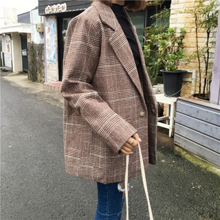 (ORDER) Áo blazer kẻ sọc nâu