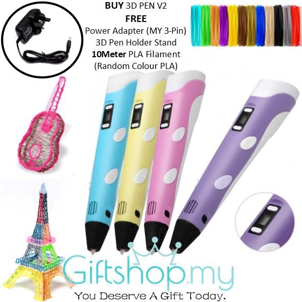 (miễn Phí 10m) Sợi Vẽ 3d Lcd Pen V2 Cho Trẻ Em
