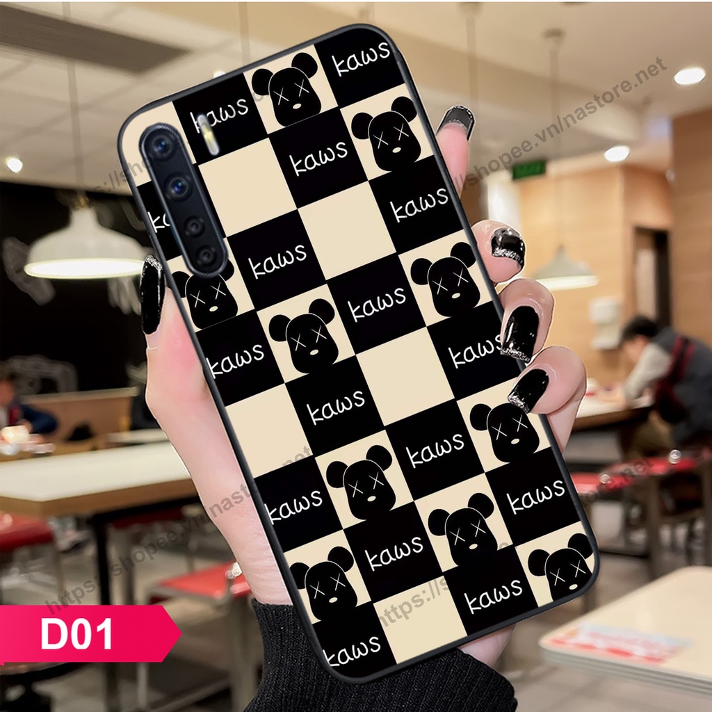 Ốp lưng Oppo A91 - Reno 3 trái tim họa tiết caro, mikey họa tiết beabrick kaws cute