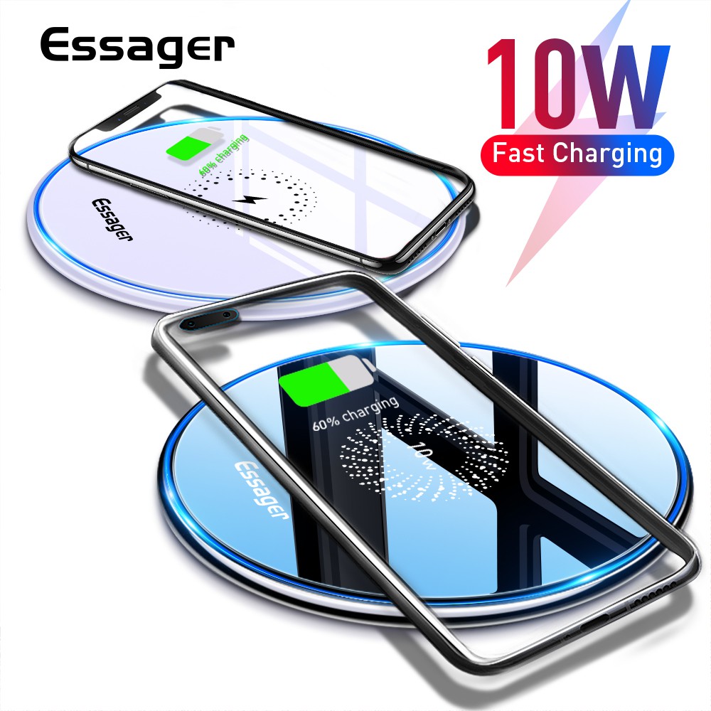 Đế Sạc Nhanh Essager Cho IPhone 11 Pro Xs Max X Xr/Samsung S20 Xiaomi Mi Thiết Kế Không Dây 10W Qi Cổng USB