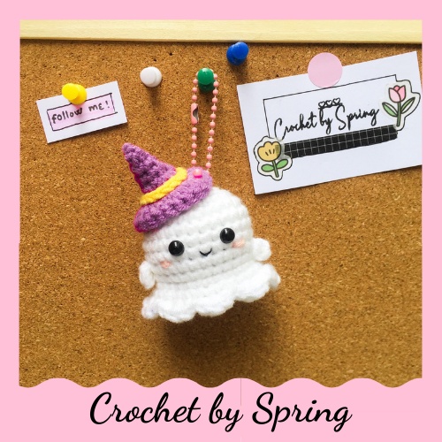 MÓC KHÓA LEN BÉ MA ĐỘI MŨ/ NƠ l crochetbyspring