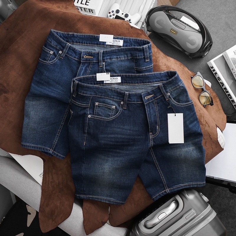 Quần short jean nam xanh đậm quần bò ngắn nam hành cao cấp thời trang
