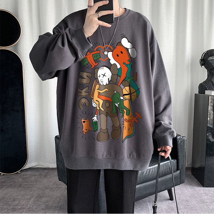 Áo ấm tay dài dáng rộng cổ tròn cá tính cho nam | BigBuy360 - bigbuy360.vn