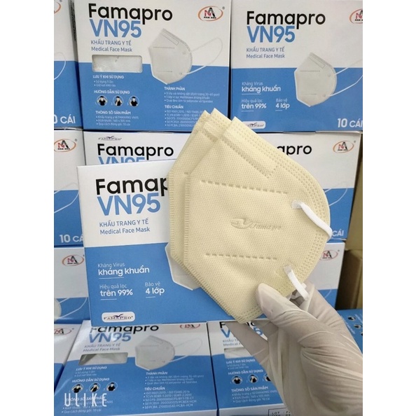 Hộp 10 Khẩu Trang Y Tế N95 FAMAPRO Chính Hãng Cao Cấp Nhiều Màu
