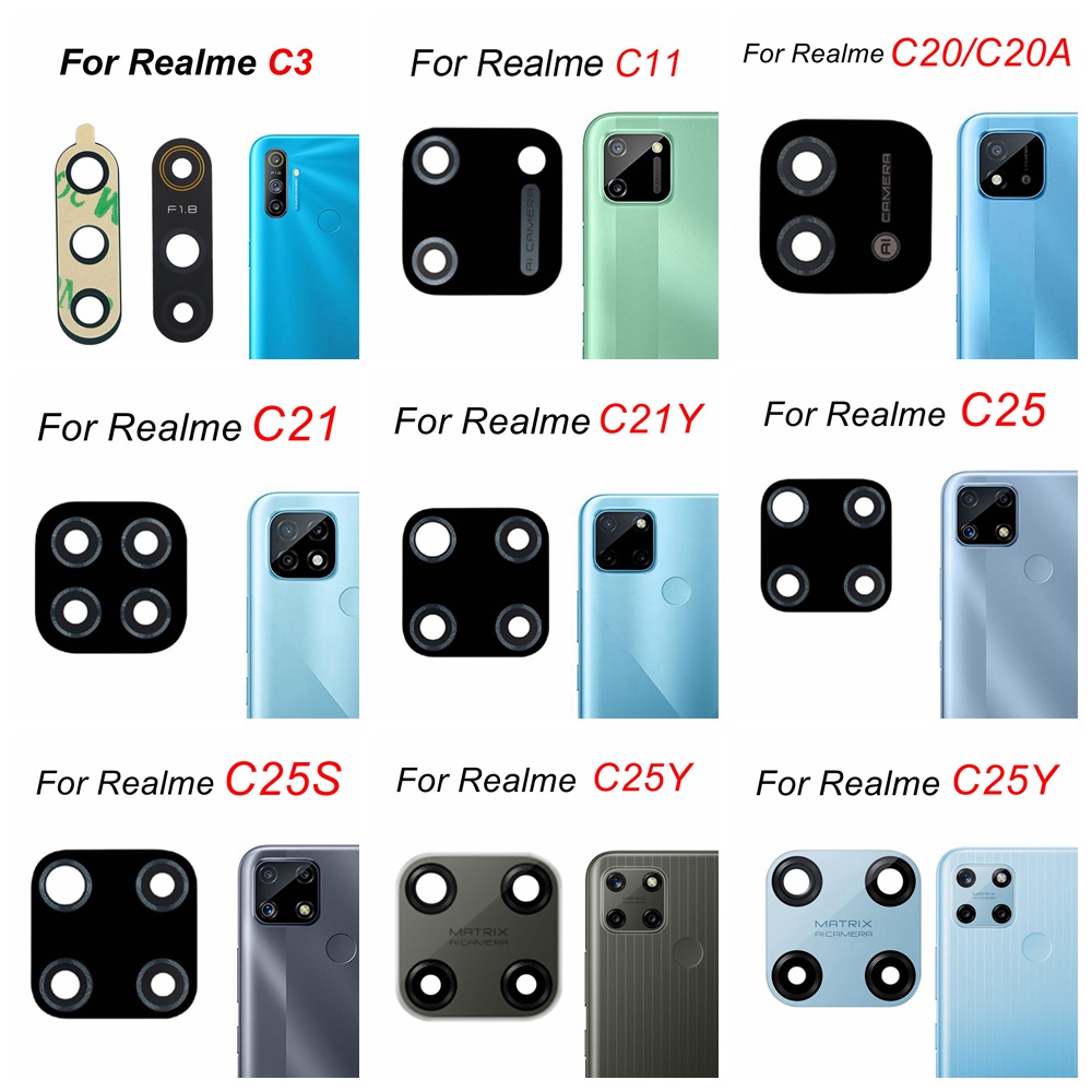 Mặt kính máy ảnh sau và keo thay thế cho Realme C3 C11 2021 C12 C15 C17 C20
