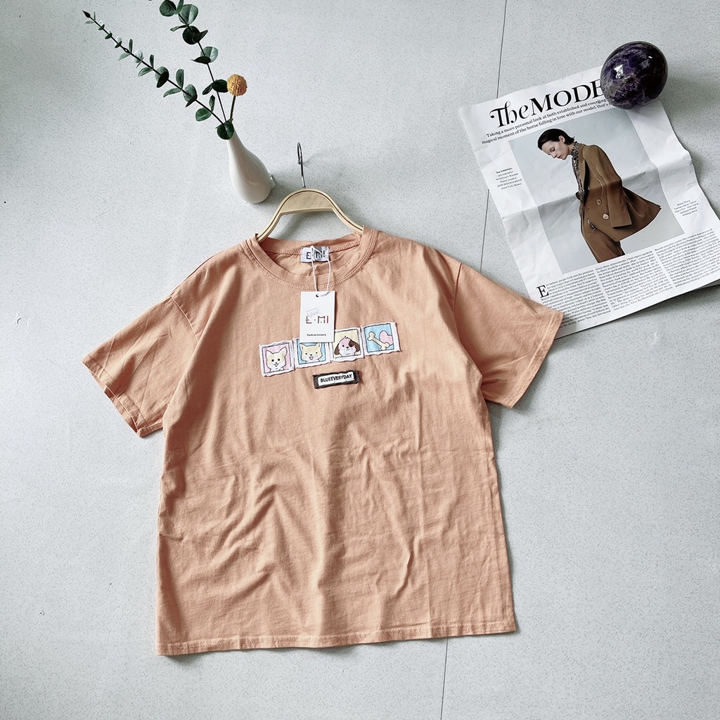 [XẢ HÀNG] Áo Cotton In Hình Hoạt Hình Ngực Tay Ngắn Hàng Quảng Châu | Smide Clothing