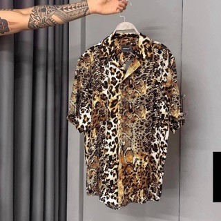 Áo Sơ Mi Cổ Cuba Hoạ Tiết Da Báo 2020