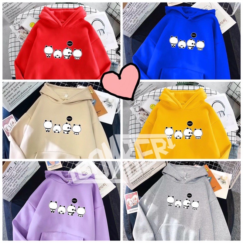 Áo Hoodie 4Pandas style Hàn thiết kế unisex cho cả nam và nữ - 12 màu - 3 size