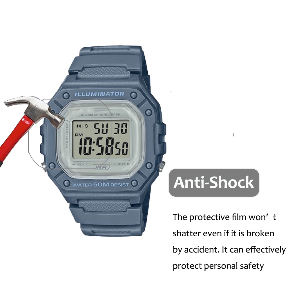 3 Bộ Phim Bảo Vệ PET Chống Cháy Nổ Cho Casio W-218HC W218HC 2AV 4A2V 8AV 4AV SmartWatch Phim Bảo Vệ Không Kính