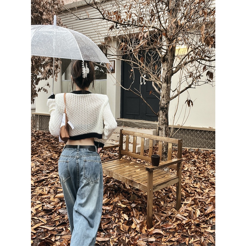 Áo cardigan dệt kim tay dài cổ tròn màu trơn thời trang Hàn Quốc cho nữ