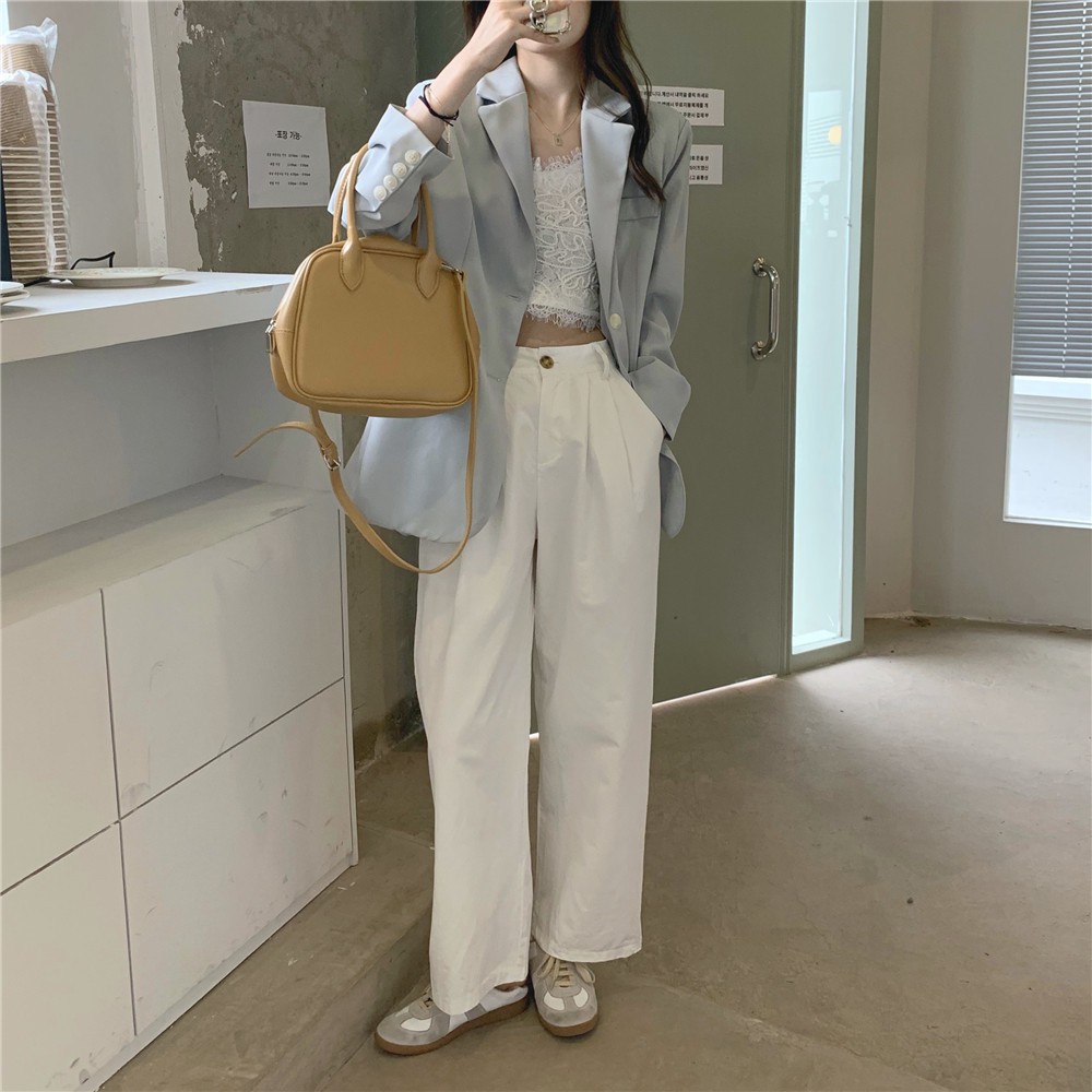 [ORDER] Blazer mỏng cúc lưng style ulzzang Korea (xanh nhạt/ đen) | BigBuy360 - bigbuy360.vn