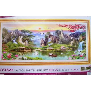 Tranh thêu chữ thập Lưu thủy sinh tài LV3323