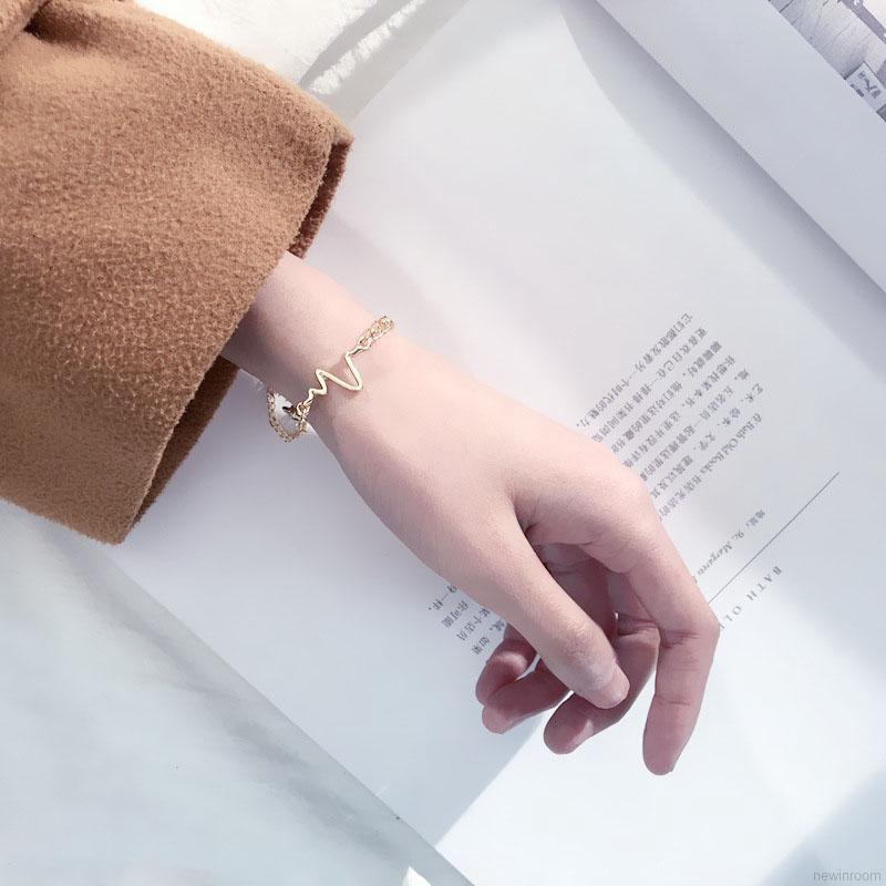 [Mã FASHIONCB232 hoàn tối đa 15K xu đơn 50K] Vòng Tay Hợp Kim Hình Nhịp Tim Xinh Xắn Cho Nữ | BigBuy360 - bigbuy360.vn