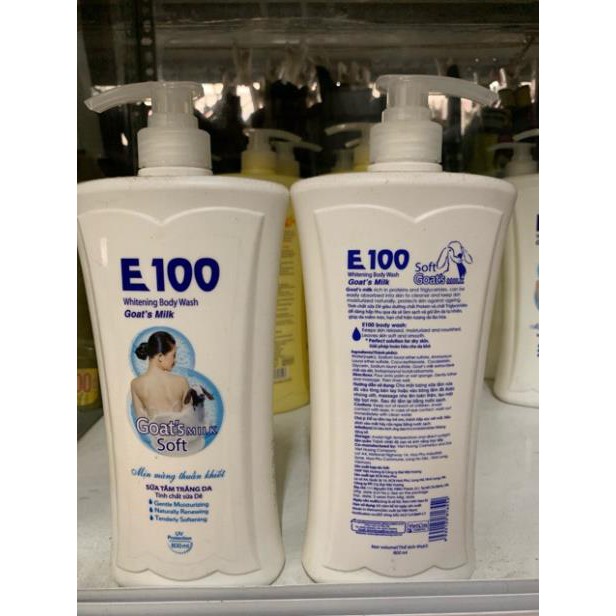 SỮA TẮM E100 SILKY trắng 800ml