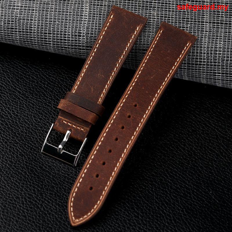 Dây Đeo Đồng Hồ Bằng Da Bò Dày Màu Nâu 22MM 20MM Dành Cho Nam