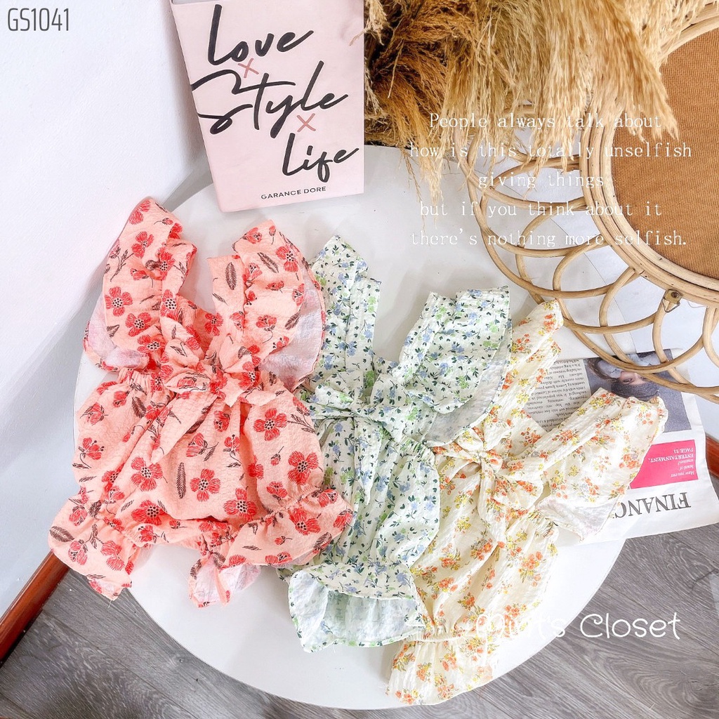 Bodysuit cánh tiên họa tiết hoa nhí cho bé gái sơ sinh sơ sinh 1 2 tuổi MINTSCLOSET Mint's Closet - GS1041