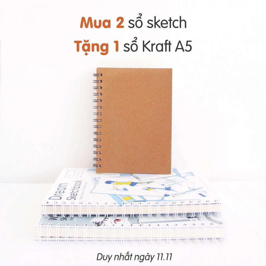 Sổ phác thảo A4 - SketchBook - Có ngăn đựng tranh - 172Gsm- Bìa bồi carton cứng