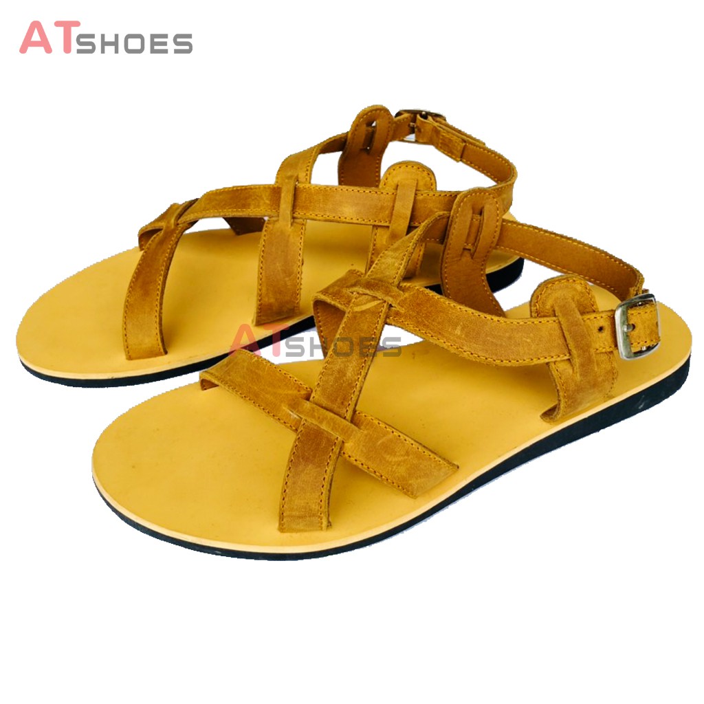 Dép Da Nam Cao Cấp Da Bò Thật Dép Sandal Nam Hàng Thiết Kế Trẻ Trung Đế Caosu Chống Nước Atshoes XDxn205