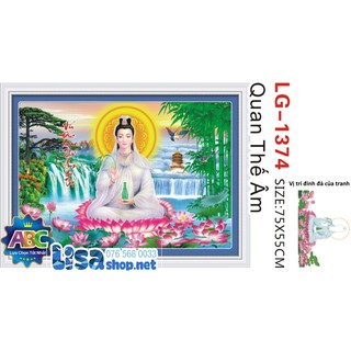 Tranh đính đá PHẬT QUAN ÂM 75x55cm chưa đính lg1374