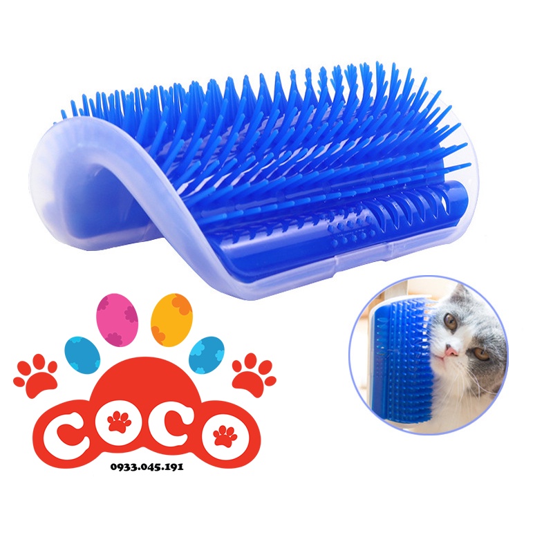 Đồ chơi/Bàn chải massage gãi ngứa gắn tường cho mèo (kèm dán tường + vít + catnip)