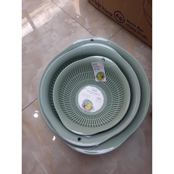Set 3 bộ thau kèm rổ size 23cm -30cm-35cm Inochi. Hàng xuất nhật dầy dặn.