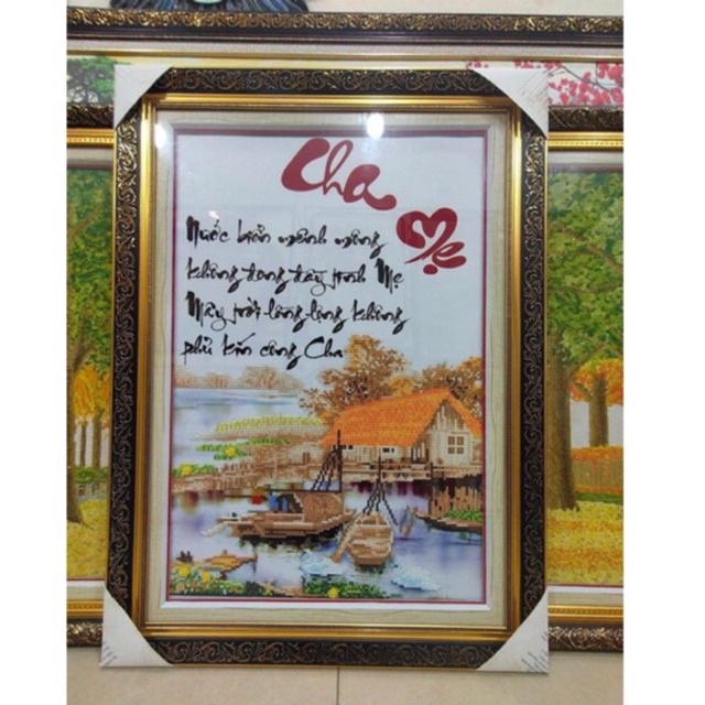 Tranh đính đá Cha Mẹ LV461 (Kích thước:50x70cm) - tranh chưa làm