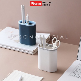 Lọ cắm bút 2 ngăn Pison, khay đựng đồ đa năng cho góc làm việc gọn gàng – SP0611 – 1 cái