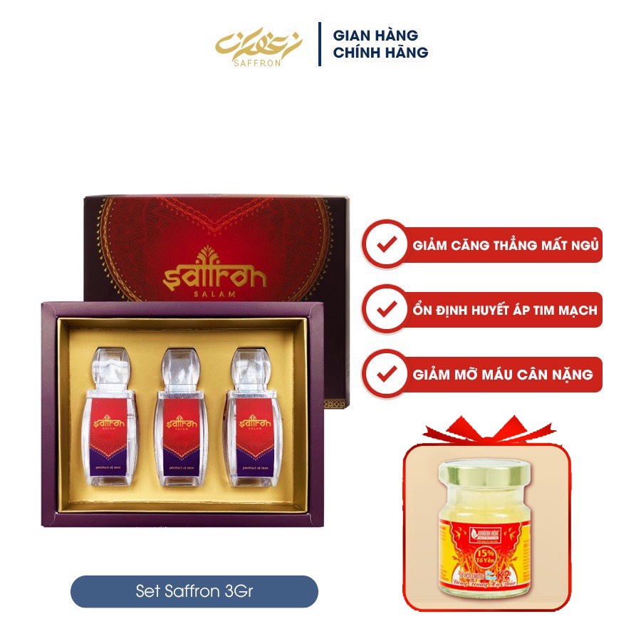 Saffron Việt Nam chính hãng giúp ngủ ngon tốt cho sức khỏe set 3gr
