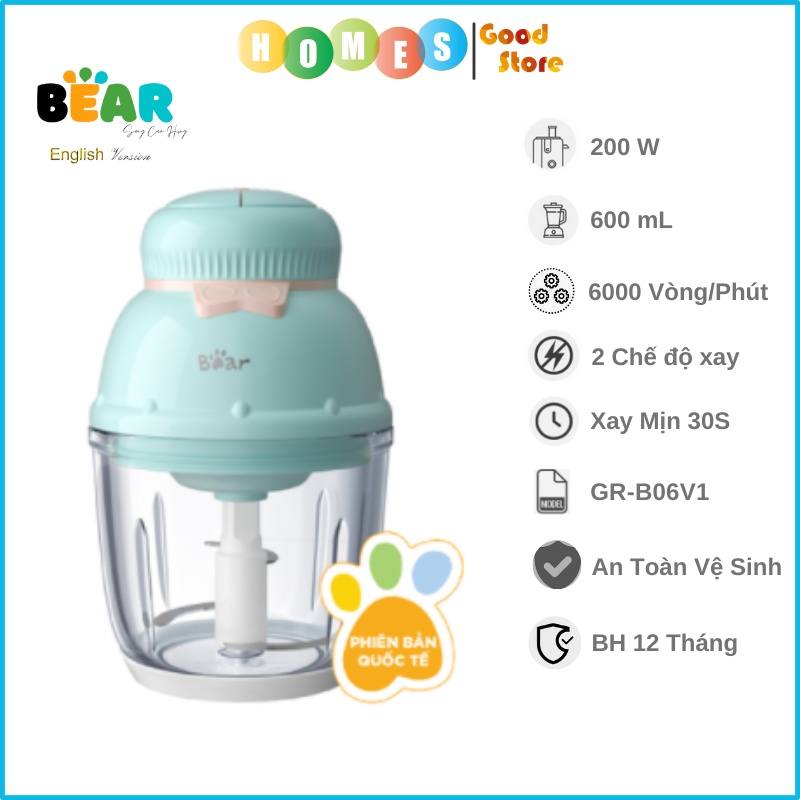 [Mã ELHA22 giảm 5% đơn 300K] Máy xay ăn dặm mini 0.6L Bear QSJ-C02K1 (GR-B06V1)_Hàng chính hãng