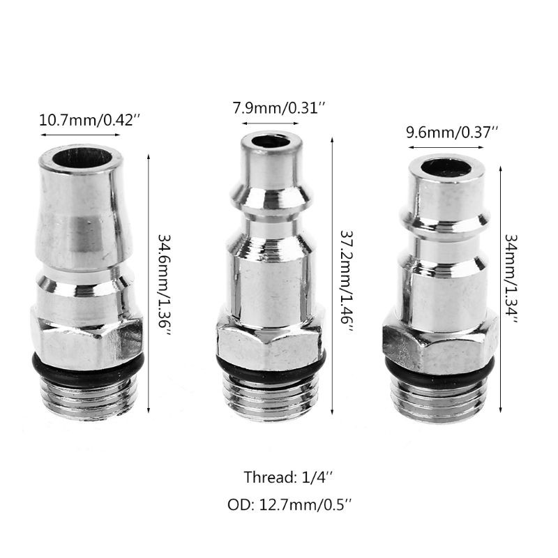 Set 3 Đầu Nối Ống Nước 1 / 4 Npt Phích Cắm Us Jp Eu