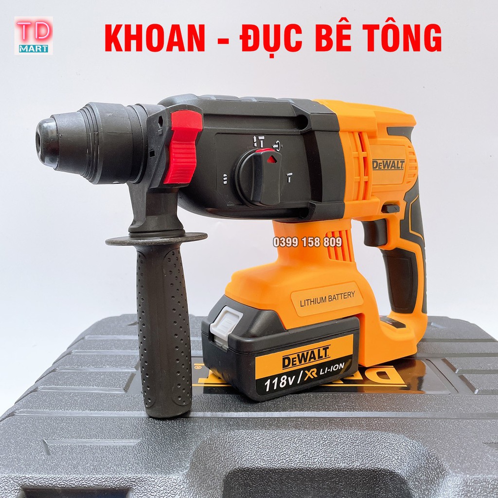 Máy Khoan Đục Bê Tông Dùng Pin 118V Dewalt Không Chổi Than