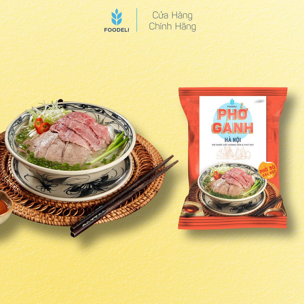 Phở Gánh Hà Nội ăn liền - Phở Bò/Gà Đặc Biệt (Gói 75Gr)