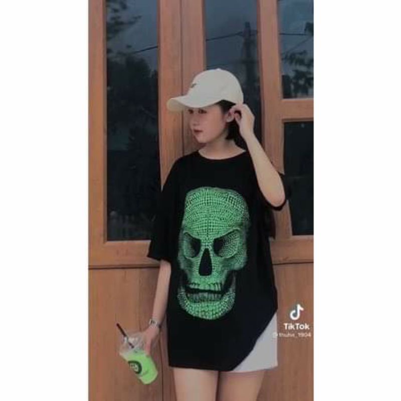 Áo phông nam nữ đầu lâu xanh