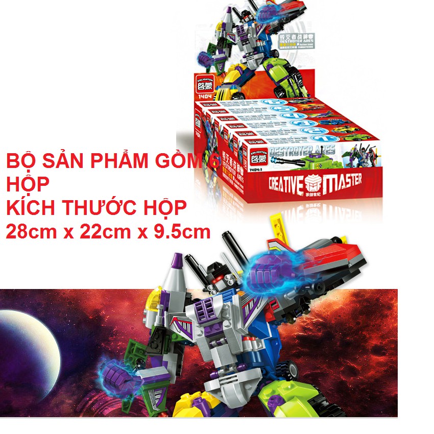 Đồ chơi lắp ghép trẻ em nhiều chi tiết mô hình rô bốt 6 xe trong 1