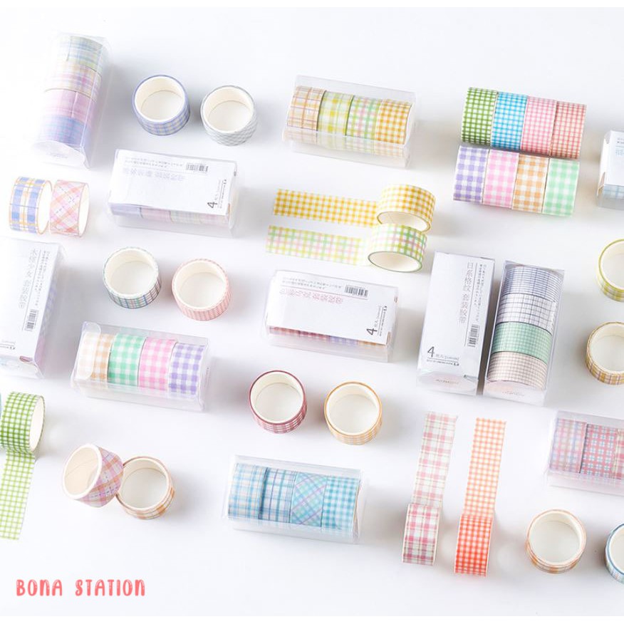 Bộ 4 cuộn washi tape trang trí Sọc size 2cm x 2m | BSW032