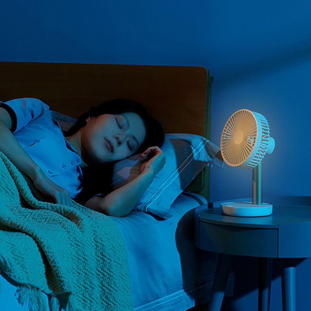✅Quạt tích điện, để bàn XIAOMI JIPIN, 4 chế độ gió, 5 cánh quạt, dung lượng 4000 mah thời gian dùng tới 12H