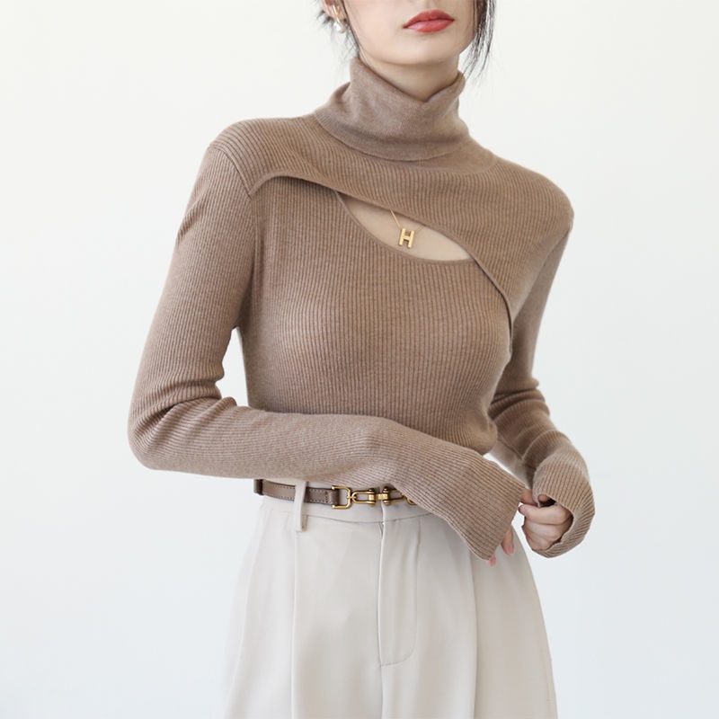 Áo sweater cổ lọ tay dài chất liệu mềm mại phong cách Hàn Quốc thời trang trẻ trung cho nữ