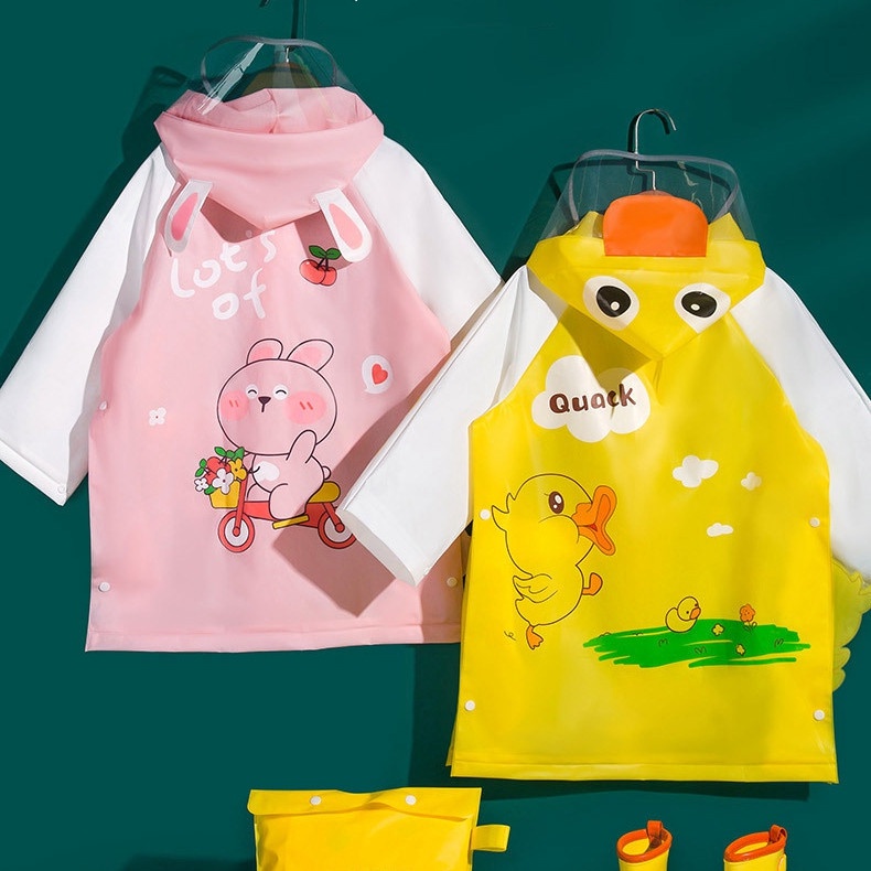 Áo Mưa Liền Thân Hình Vịt Hoạt Hình Cho Bé
