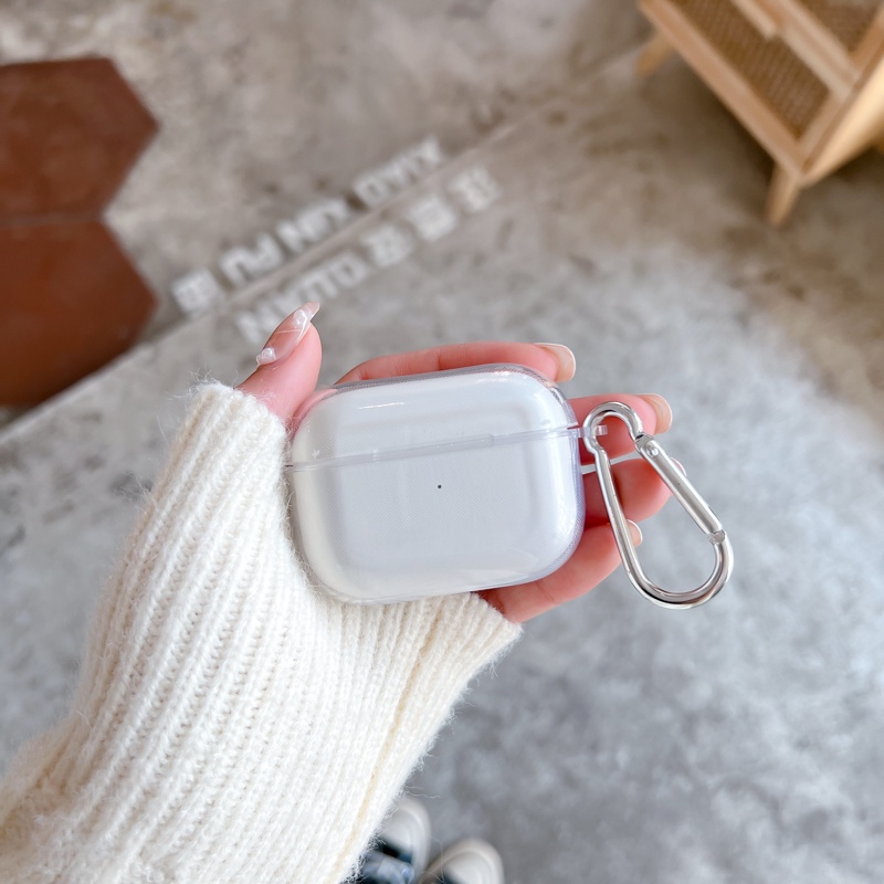 Vỏ Bảo Vệ Hộp Sạc Tai Nghe Airpods Pro 1 2 3 Bluetooth Trong Suốt Chống Sốc Có Móc Treo