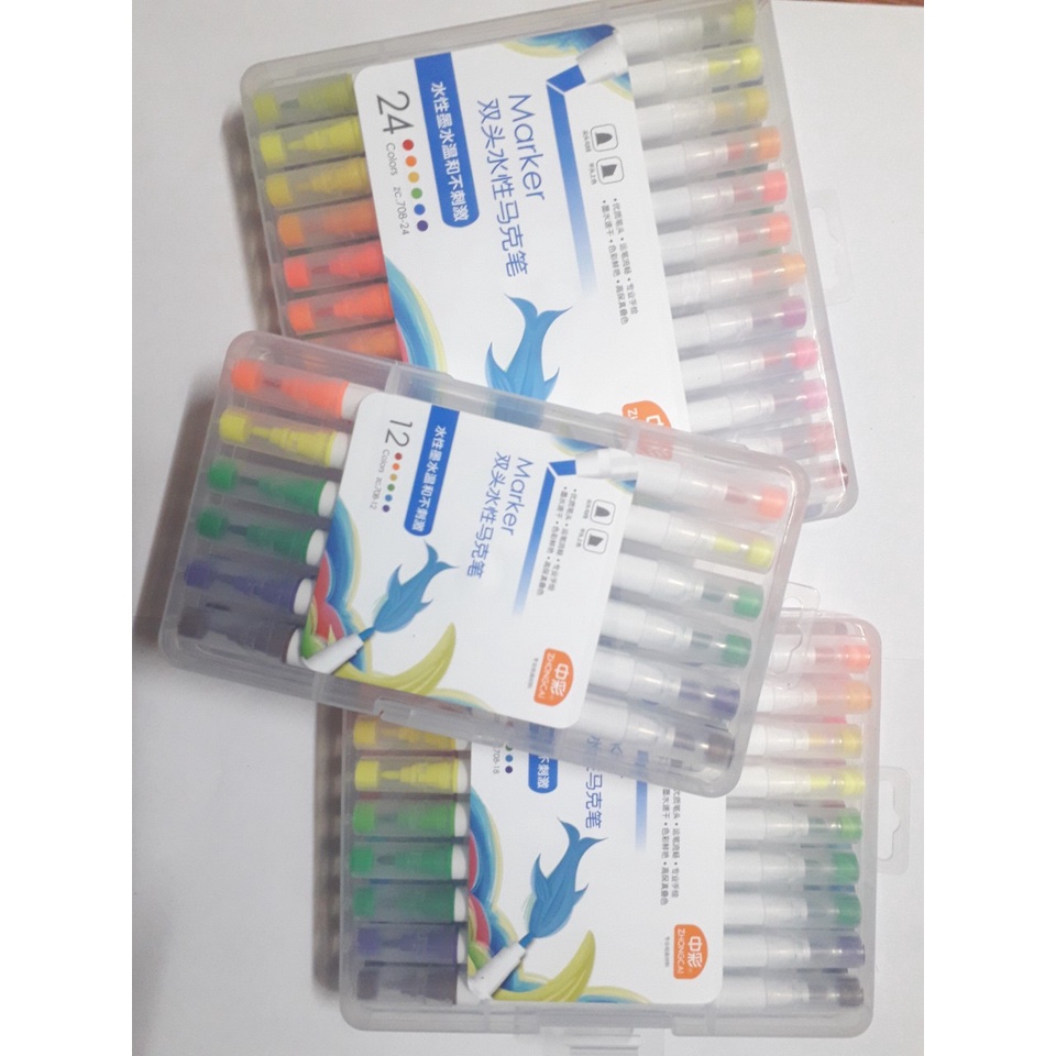 Bút dạ marker 2 đầu nhiều màu 12/18/24 màu No.708